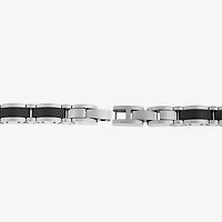 Mens Stainless Steel and Black Ceramic Link Bracelet