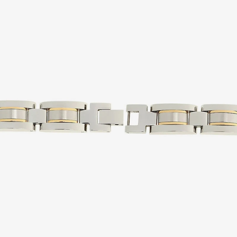 Mens Stainless Steel with Gold-Tone IP Link Bracelet