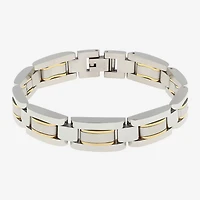 Mens Stainless Steel with Gold-Tone IP Link Bracelet