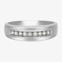 Mens 7MM 1/4 CT. T.W. Natural White Diamond 10K Gold Wedding Band