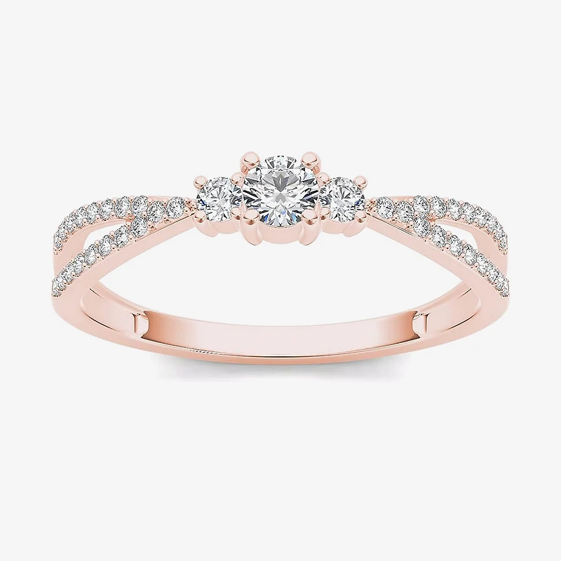 1/ CT.T.W. Natural Diamond 10K Rose Gold 3-Stone Engagement Ring