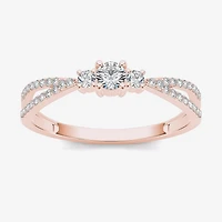 1/ CT.T.W. Natural Diamond 10K Rose Gold 3-Stone Engagement Ring