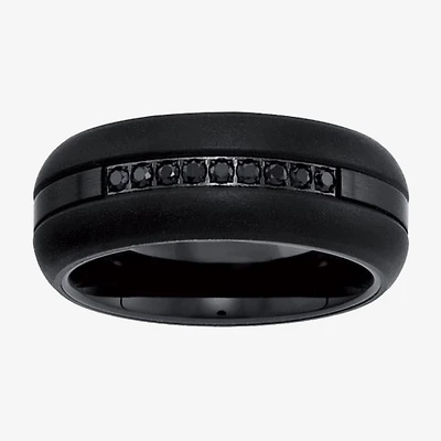 Mens 9M 1/5 CT. Natural Black Diamond Tungsten Wedding Band