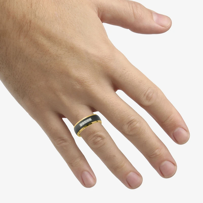 Mens 8MM 1/7 CT. T.W. Natural White Diamond Tungsten Wedding Band