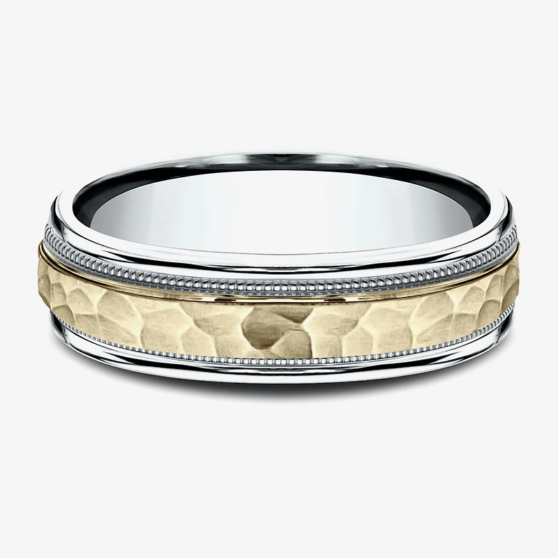 Hammered Mens 6MM 10K Gold Wedding Band