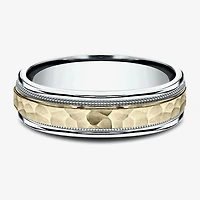 Hammered Mens 6MM 10K Gold Wedding Band
