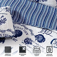 Linery Nautical Pattern REVERSIBLE Quilt Set