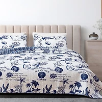 Linery Nautical Pattern REVERSIBLE Quilt Set