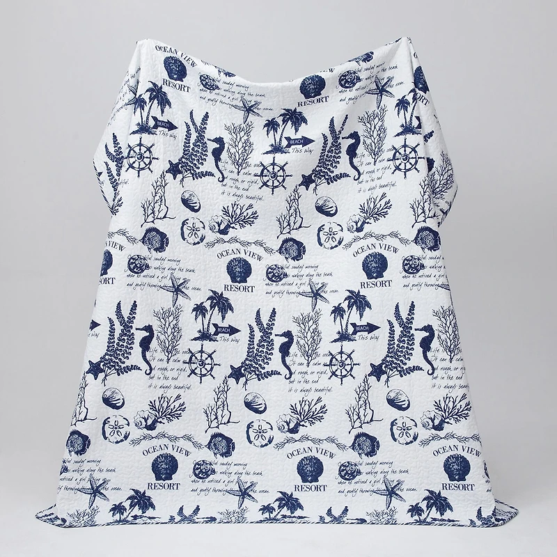 Linery Nautical Pattern REVERSIBLE Quilt Set