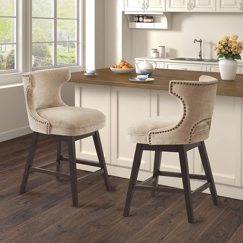 Madison Park Janet Counter Height Upholstered Swivel Bar Stool