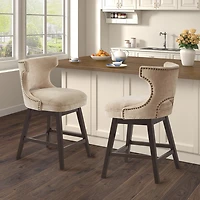 Madison Park Janet Counter Height Upholstered Swivel Bar Stool