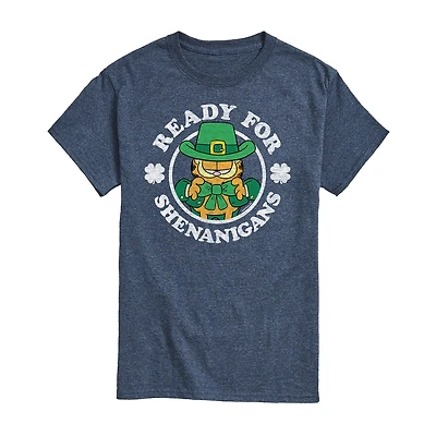 Mens Short Sleeve St. Patrick's Day Garfield Graphic T-Shirt
