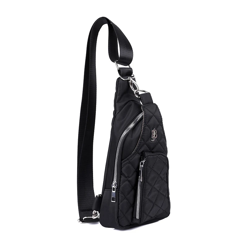 Julia Buxton Nylon Quilted Sling Womens Adjustable Straps Backpack