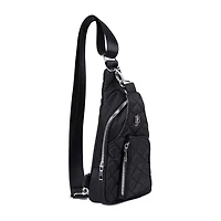 Julia Buxton Nylon Quilted Sling Womens Adjustable Straps Backpack