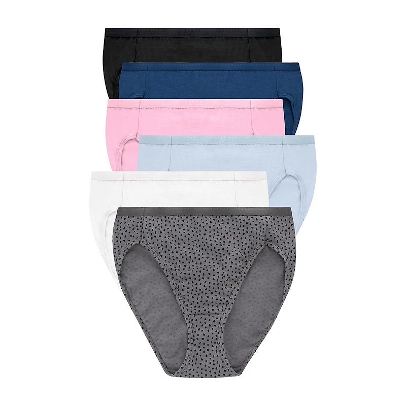 Hanes Ultimate™ Cool Comfort™ Cotton Ultra Soft Womens Average + Full Figure 6 Pack Cooling Multi-Pack High Cut Panty 43h6cc