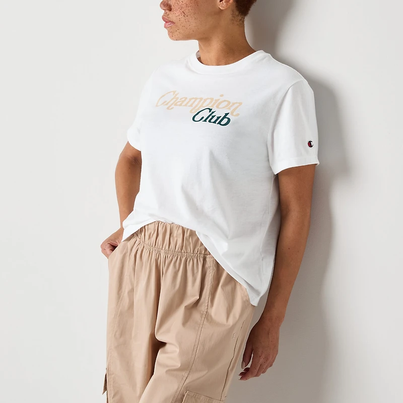 Champion Womens Crew Neck Short Sleeve Regular Fit Graphic T-Shirt