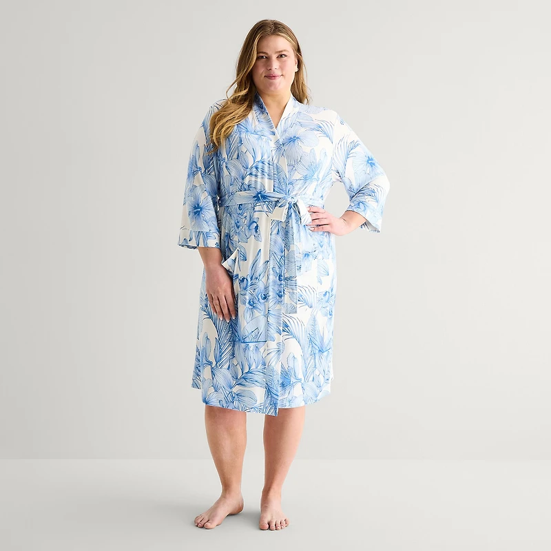 Liz Claiborne Womens Plus Long Sleeve Length Robe