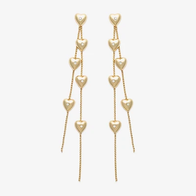 Mixit Gold Tone Linear Womens Heart Drop Earrings