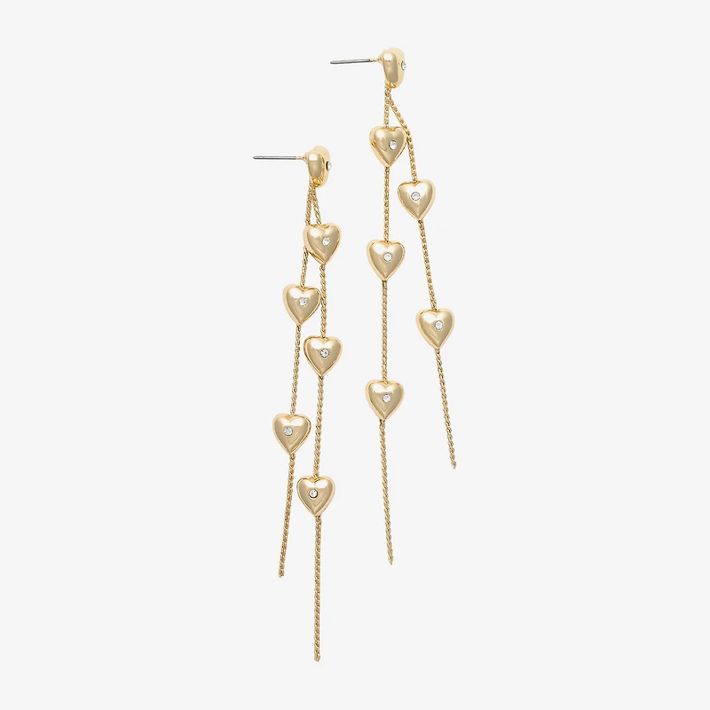Mixit Gold Tone Linear Womens Heart Drop Earrings