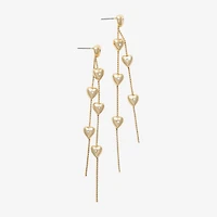 Mixit Gold Tone Linear Womens Heart Drop Earrings