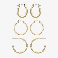 Mixit Gold Tone Twist Hoop Womens 3 Pair Earring Set