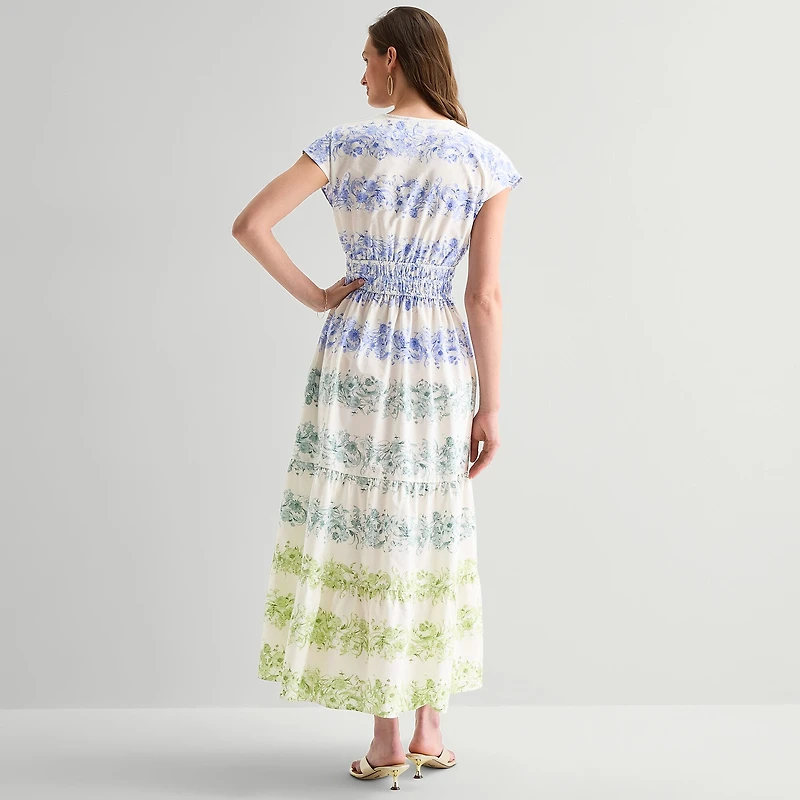 Sam And Jess Womens V Neck Short Sleeve Cap Maxi Dress