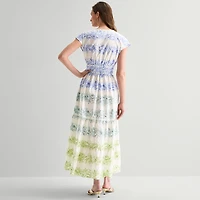 Sam And Jess Womens V Neck Short Sleeve Cap Maxi Dress