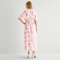 Studio 1 Womens V Neck Short Sleeve Kimono Maxi Dress