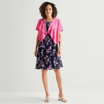 Perceptions Womens Floral Jacket Dress