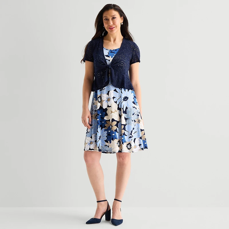 Perceptions Womens Floral Jacket Dress
