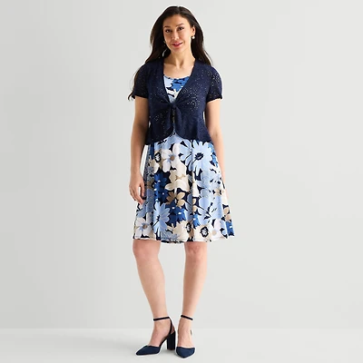 Perceptions Womens Floral Jacket Dress