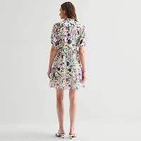 Sam And Jess Womens V Neck Short Sleeve Floral Shift Dress