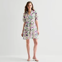 Sam And Jess Womens V Neck Short Sleeve Floral Shift Dress