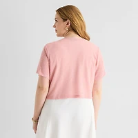 Perceptions Womens Short Sleeve Shrug Plus