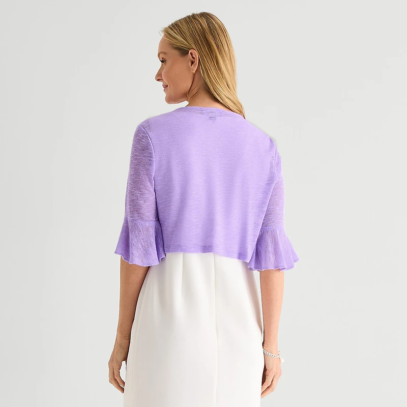 Perceptions Womens Petite 3/4 Sleeve Shrug