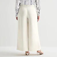 Worthington Womens Plus Wide Leg High Rise Pleated Pant