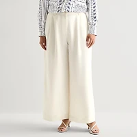 Worthington Womens Plus Wide Leg High Rise Pleated Pant