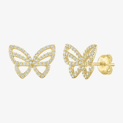(G-H / Si2-I1) 1/3 CT. T.W. Lab Grown White Diamond 10K Gold 9.5mm Butterfly Stud Earrings