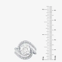 (F / Vs2) Womens 5 CT. T.W. Lab Grown White Diamond 10K Gold Halo Side Stone Cocktail Ring