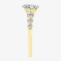 F / Vs2) Womens /2 CT. T.W. Lab Grown White Diamond 10K Gold Oval Side Stone Engagement Ring