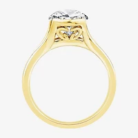 Grown Gorgeous (F / Vs2) Womens 3 7/8 Ct. T.W. Lab White Diamond 14K Gold Oval Side Stone Engagement Ring