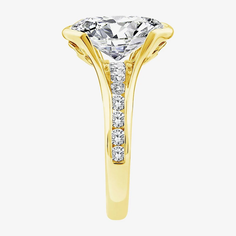 Grown Gorgeous (F / Vs2) Womens 3 7/8 Ct. T.W. Lab White Diamond 14K Gold Oval Side Stone Engagement Ring