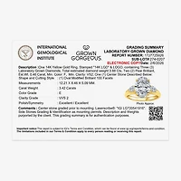 Grown Gorgeous (F / Vs2) Womens 3 3/4 CT. T.W. Lab White Diamond 14K Gold Oval 3-Stone Engagement Ring
