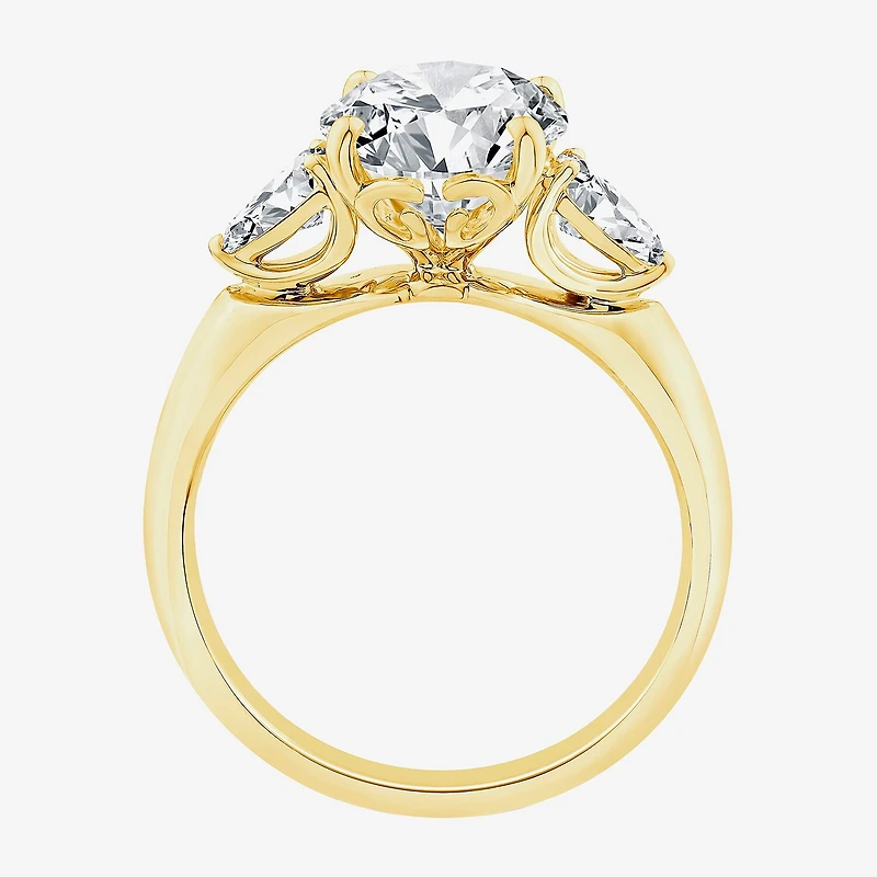 Grown Gorgeous (F / Vs2) Womens 3 3/4 CT. T.W. Lab White Diamond 14K Gold Oval 3-Stone Engagement Ring