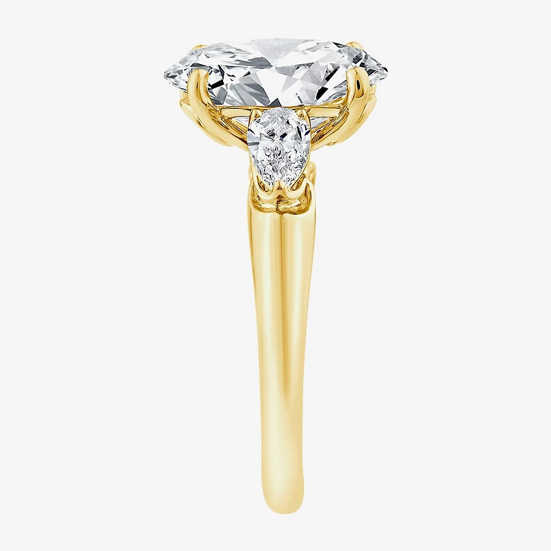 Grown Gorgeous (F / Vs2) Womens 3 3/4 CT. T.W. Lab White Diamond 14K Gold Oval 3-Stone Engagement Ring
