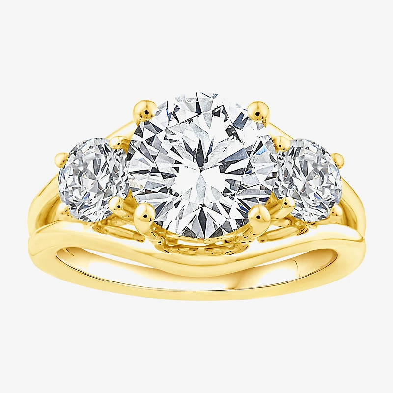 Grown Gorgeous (F / Vs2) Womens 3 3/4 CT. T.W. Lab White Diamond 14K Gold Round 3-Stone Engagement Ring