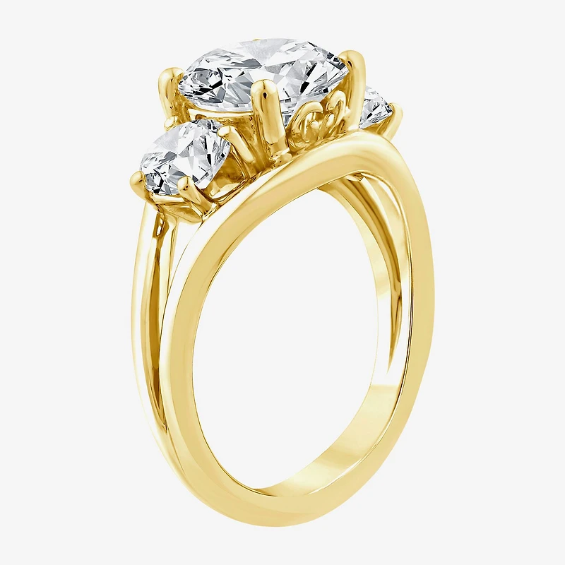 Grown Gorgeous (F / Vs2) Womens 3 3/4 CT. T.W. Lab White Diamond 14K Gold Round 3-Stone Engagement Ring
