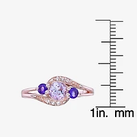 Womens Genuine Purple Amethyst 18K Gold Over Silver Cocktail Ring