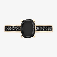 Womens Genuine Black Onyx 18K Gold Over Silver Cocktail Ring