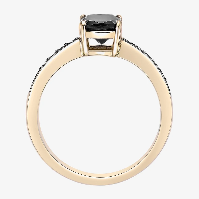 Womens Genuine Black Onyx 18K Gold Over Silver Cocktail Ring